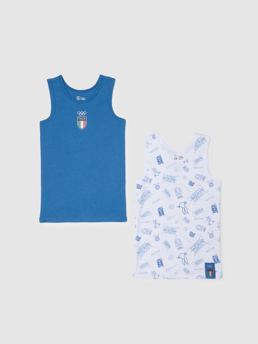 Bipack di canottiere da bambino in puro cotone Looney Tunes x Italia Team_0