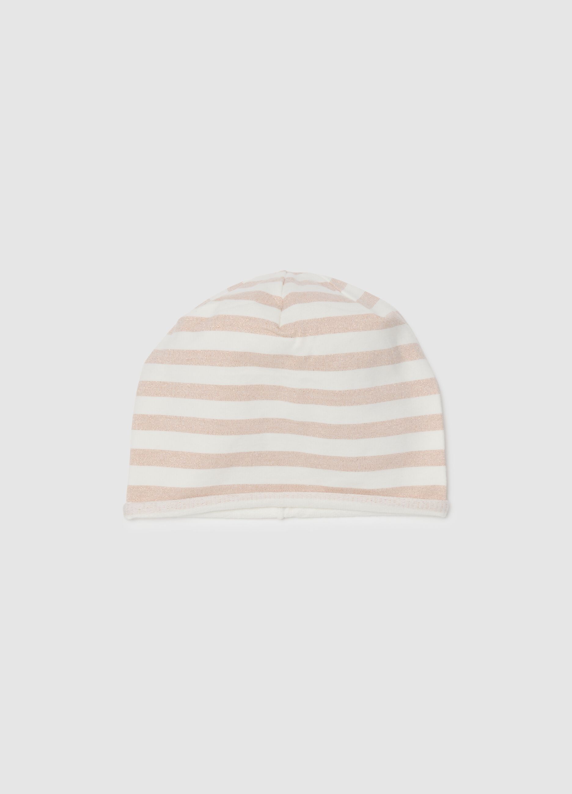 Elasticated Pink Striped Hat for Girls