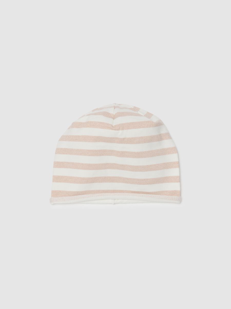 Elasticated Pink Striped Hat for Girls_0