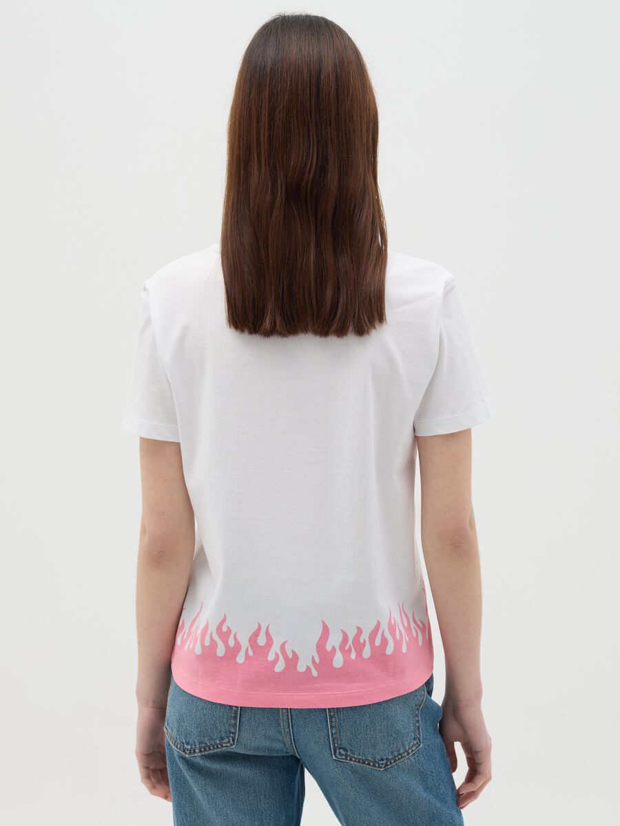 White T-shirt in cotton with manga motif print_3