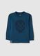 Children's blue long sleeve cotton T-shirt with oversize fit_0