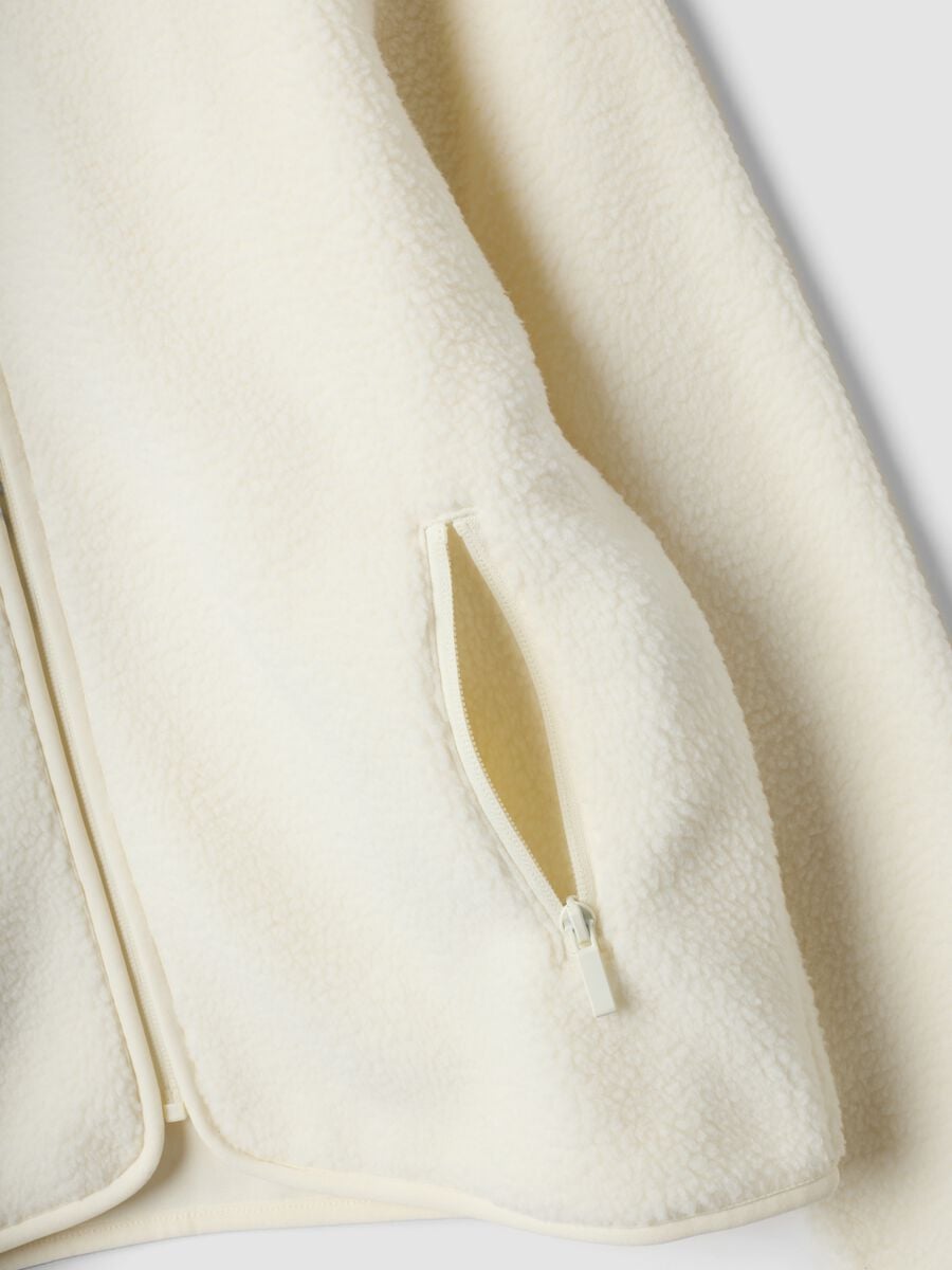 White crew-neck sweatshirt with zip_1