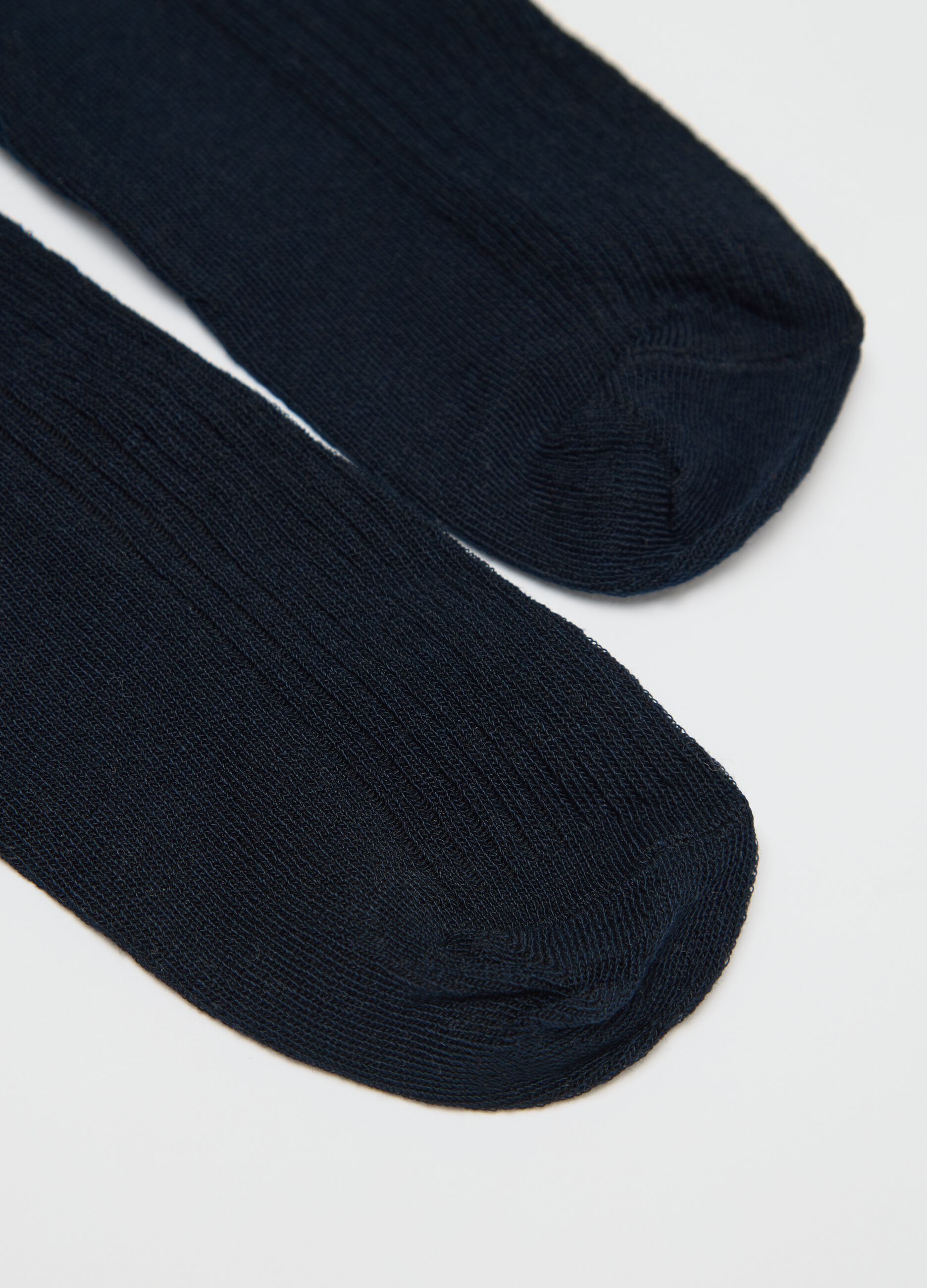 Three-pair pack ribbed blue midi socks