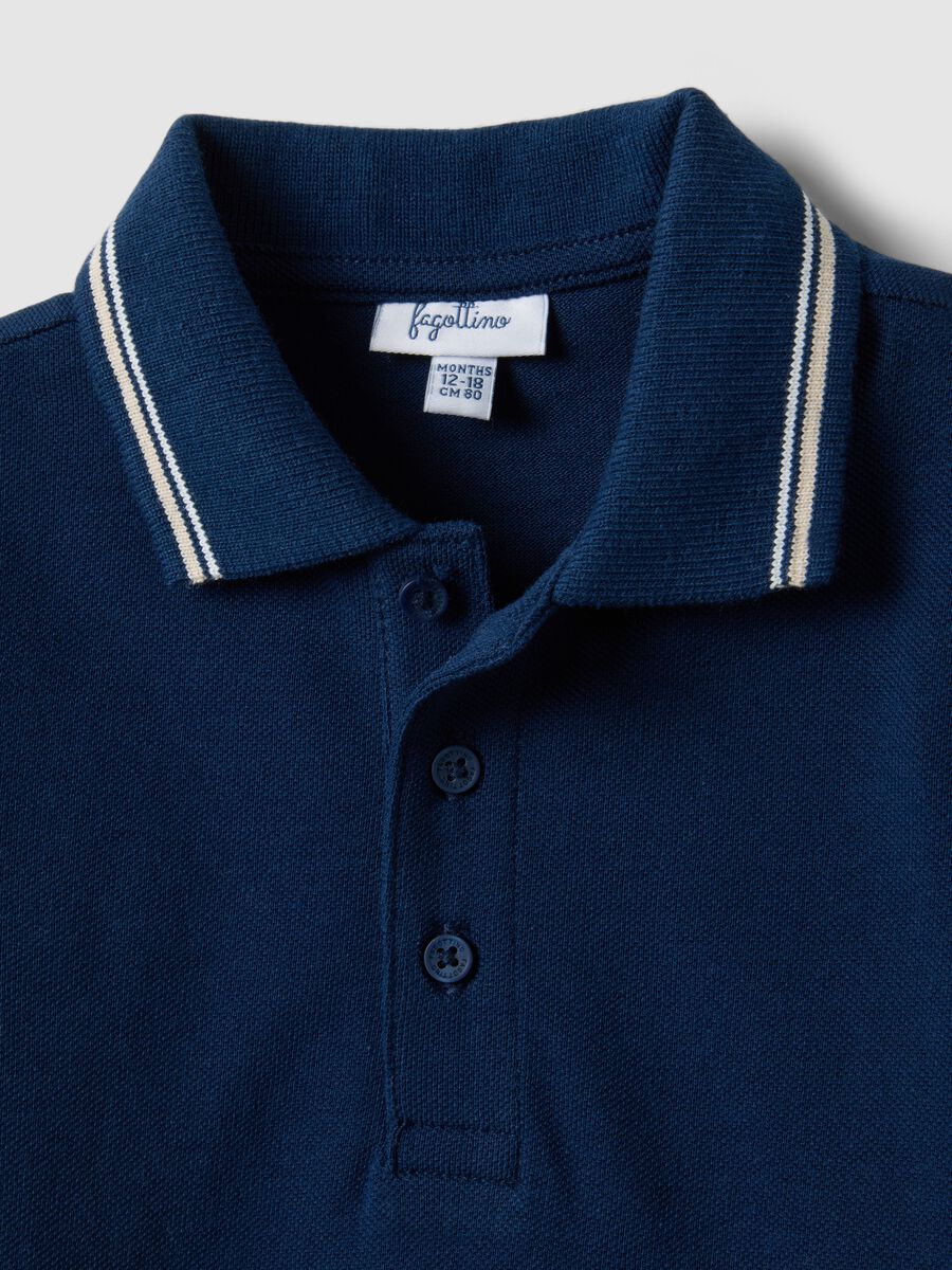 Kid's regular fit blue short sleeve pure cotton polo shirt_2
