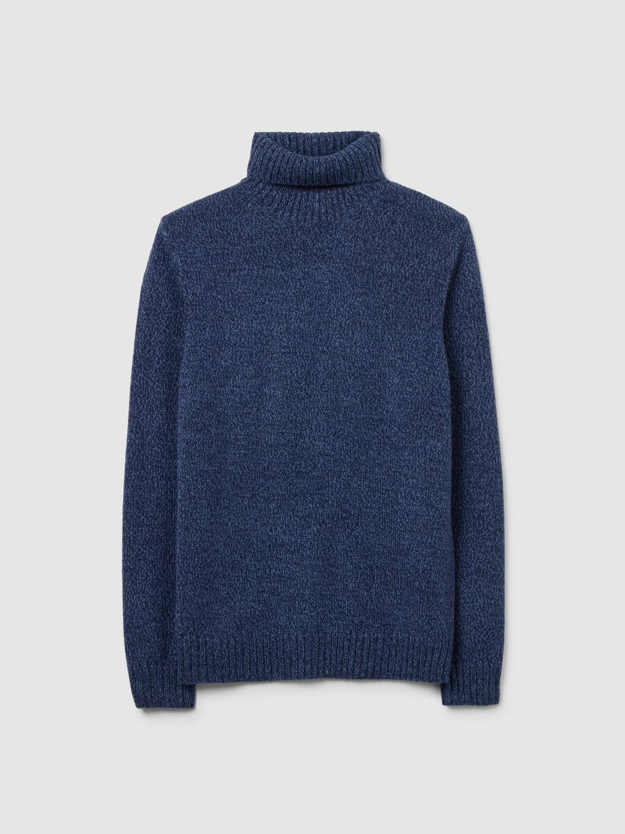 Regular fit blue turtleneck sweater_4