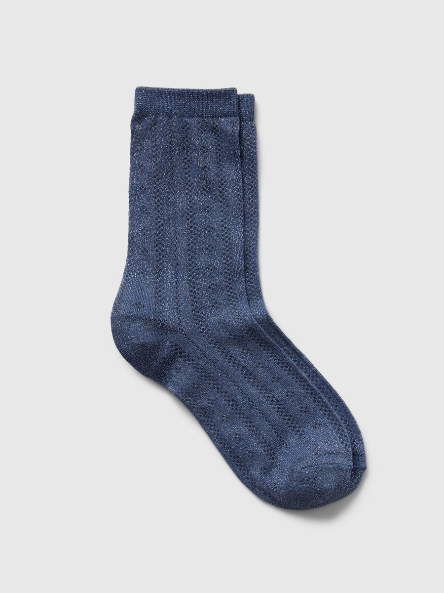 Short socks in lurex pointelle weave_0