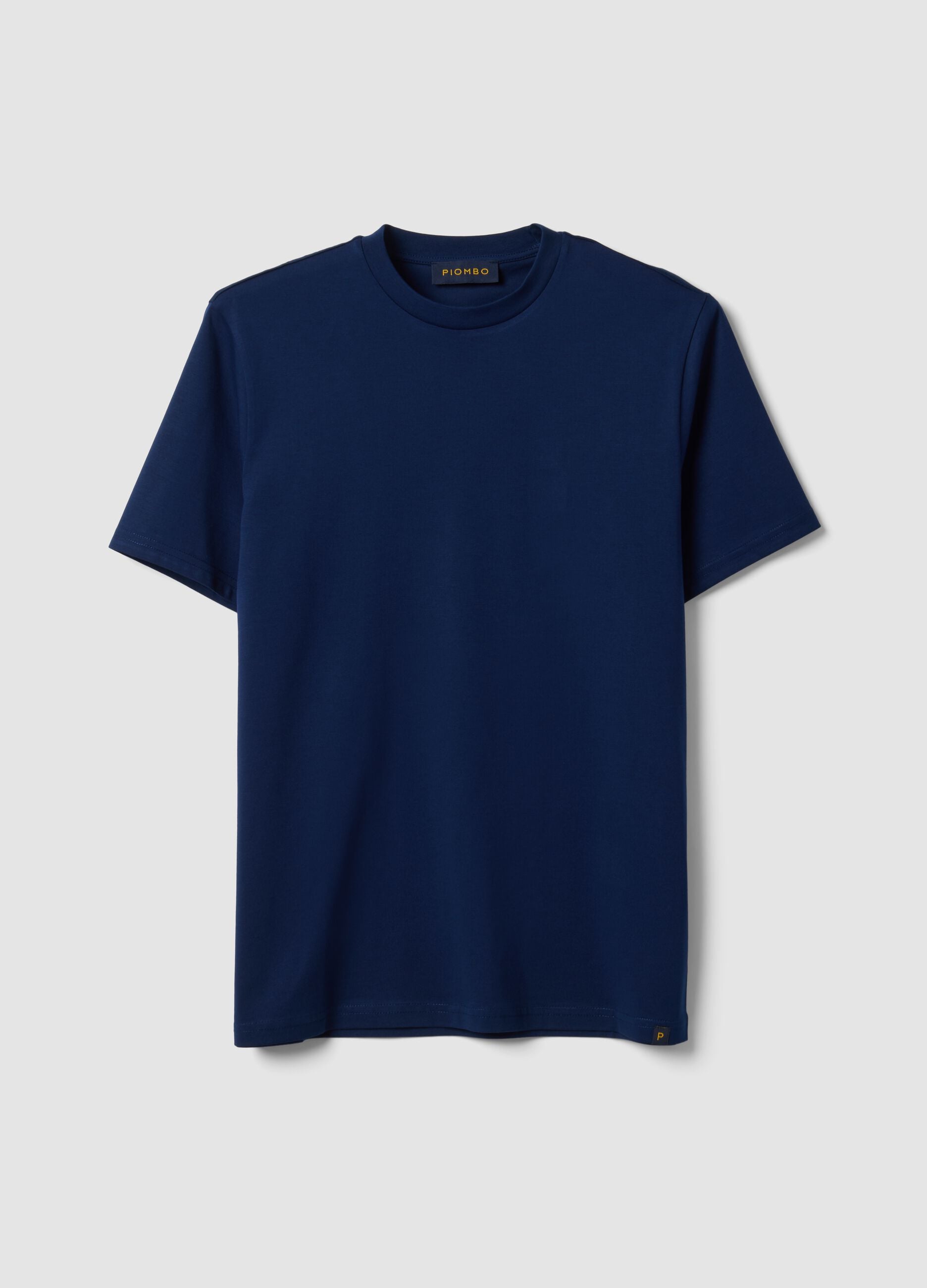Blue Supima cotton crew-neck T-shirt, regular fit