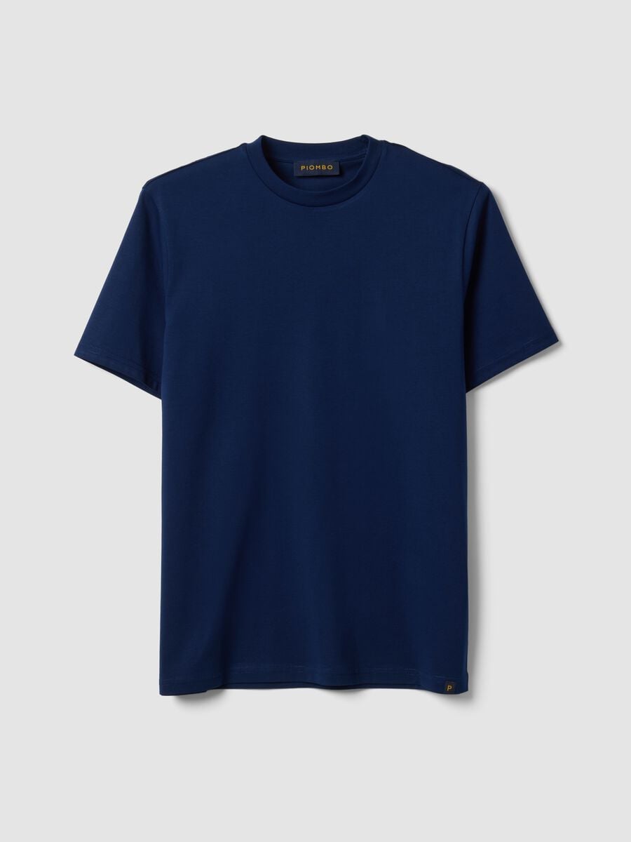T-shirt girocollo blu in puro cotone Supima regular fit_0