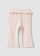 Pink flared ribbed organic cotton leggings for baby girl_1