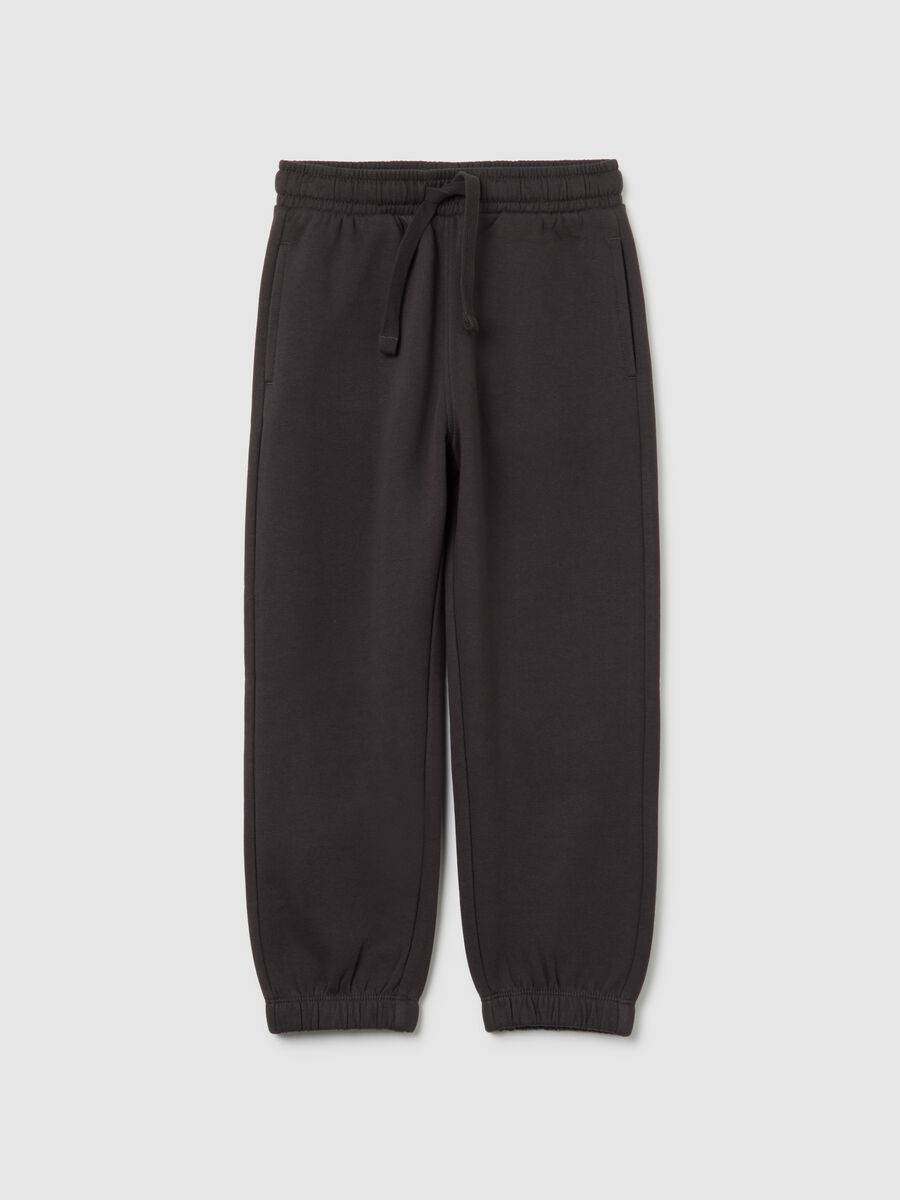 Jogger da bambino in puro cotone neri regular fit_0