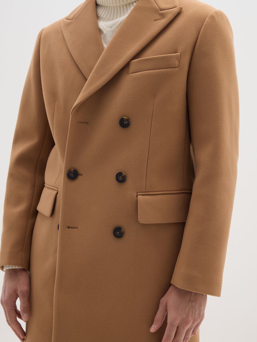 Elegant brown regular fit coat with buttons_3