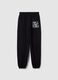Girls' black jogger trousers in pure cotton with print_0