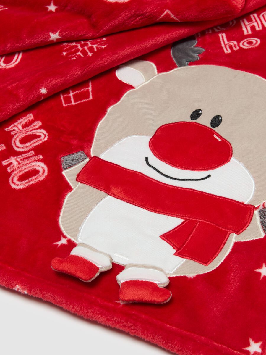 Christmas Red Blanket with Reindeer Print_1