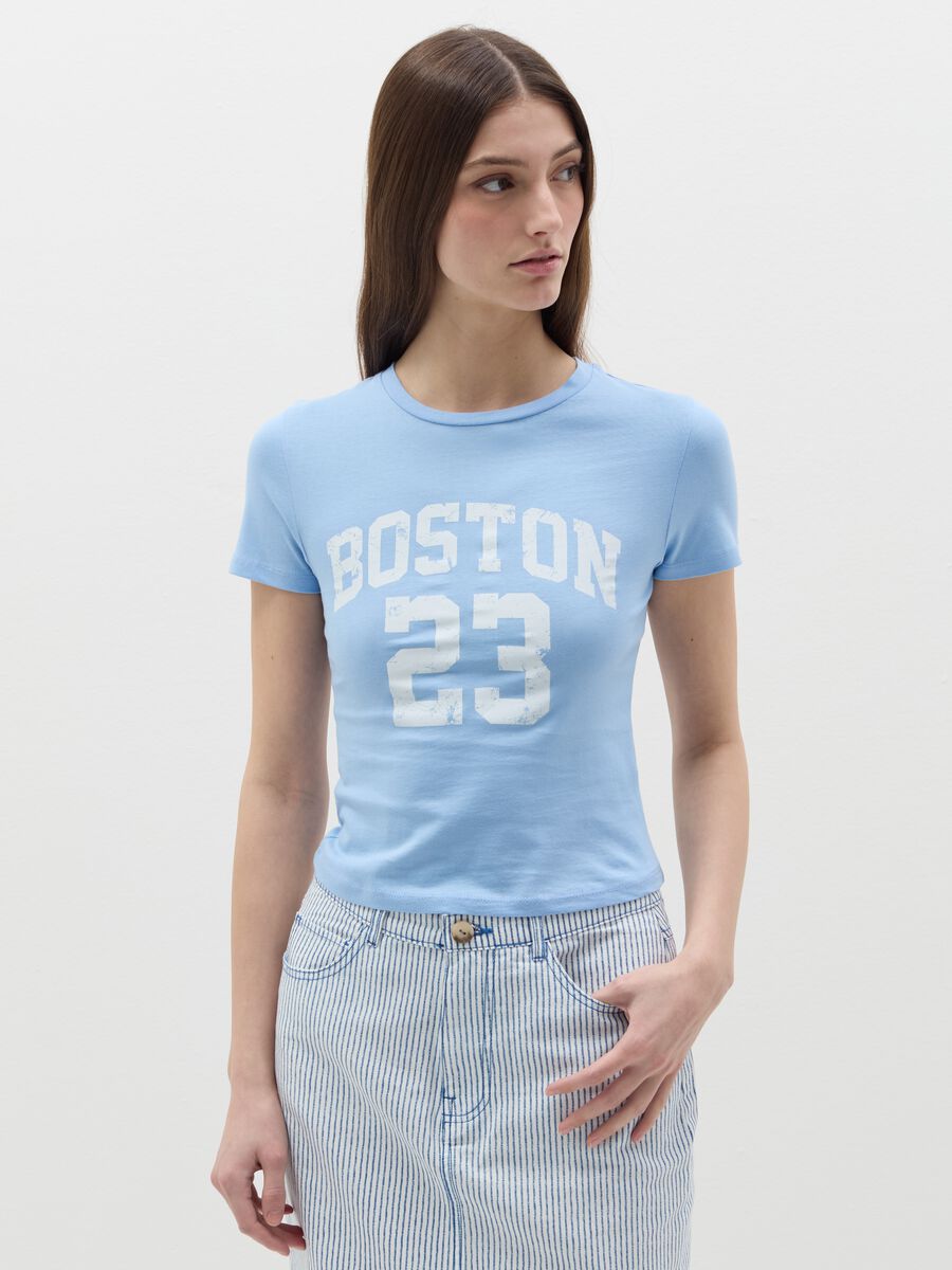 Crop T-shirt with lettering print_0