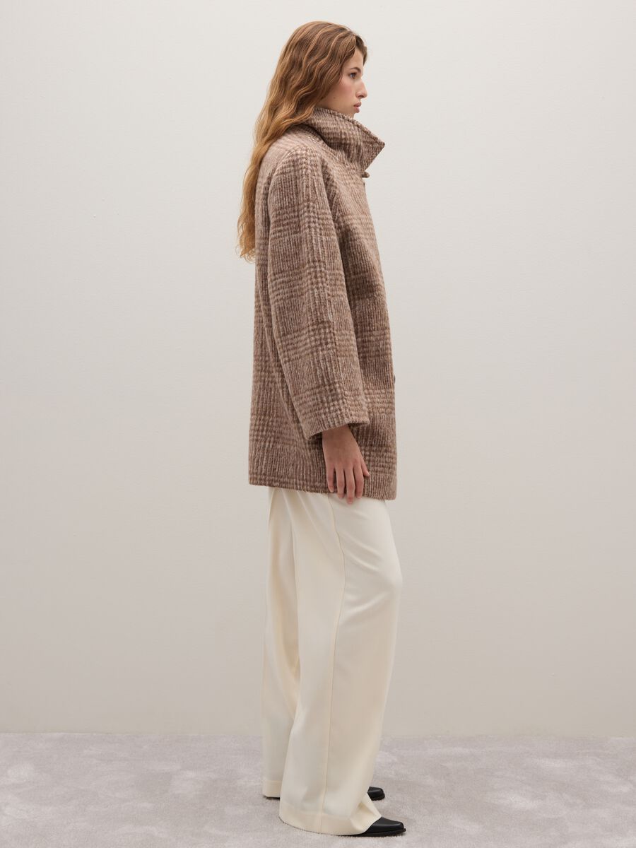 Multicolour Checked Oversized Coat with Buttons_4