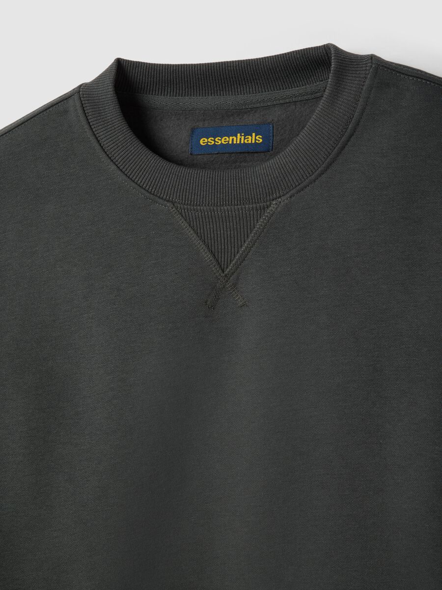 Felpa girocollo in misto cotone grigia regular fit_1