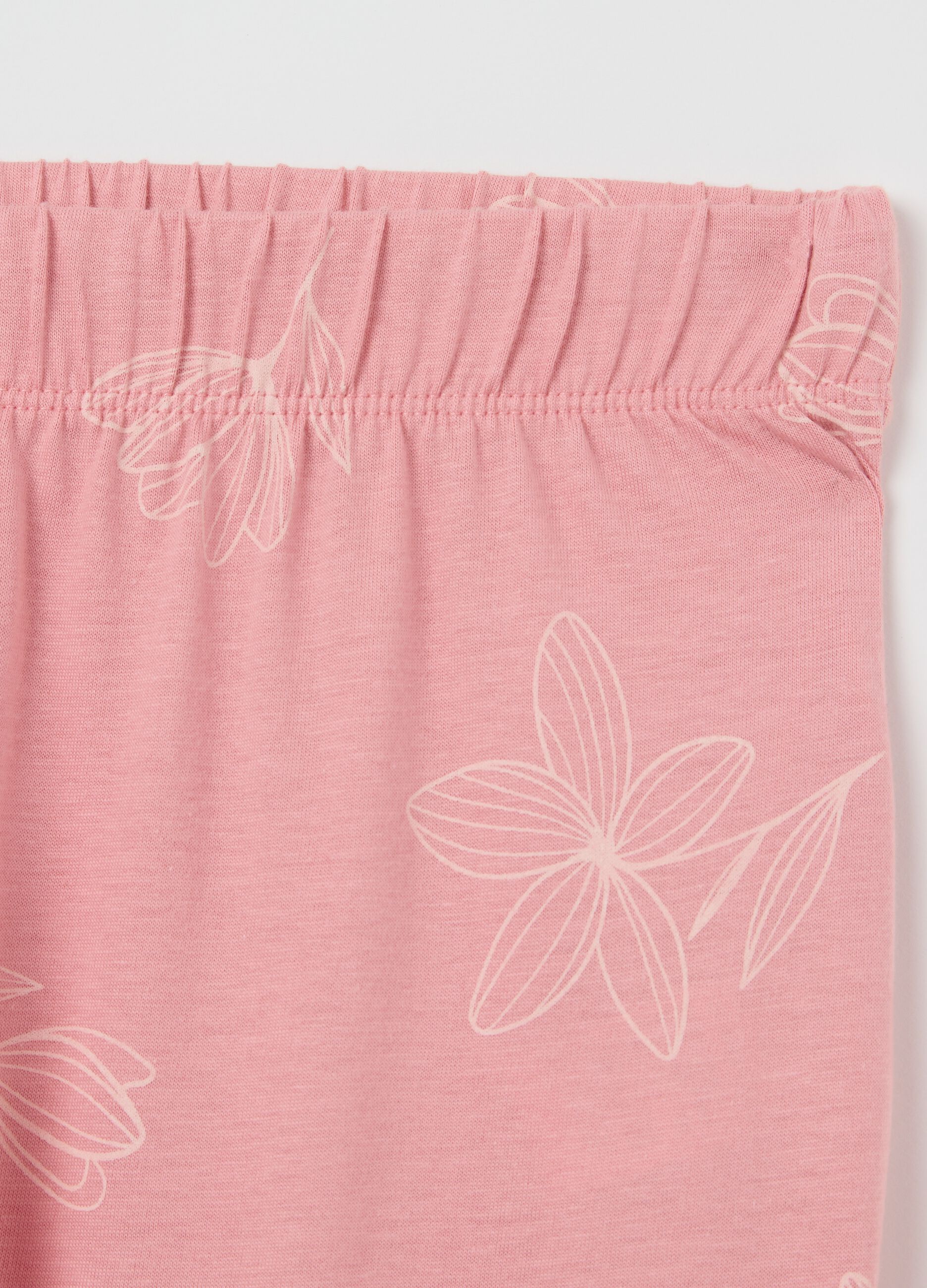 Pigiama in cotone rosa con stampa floreale