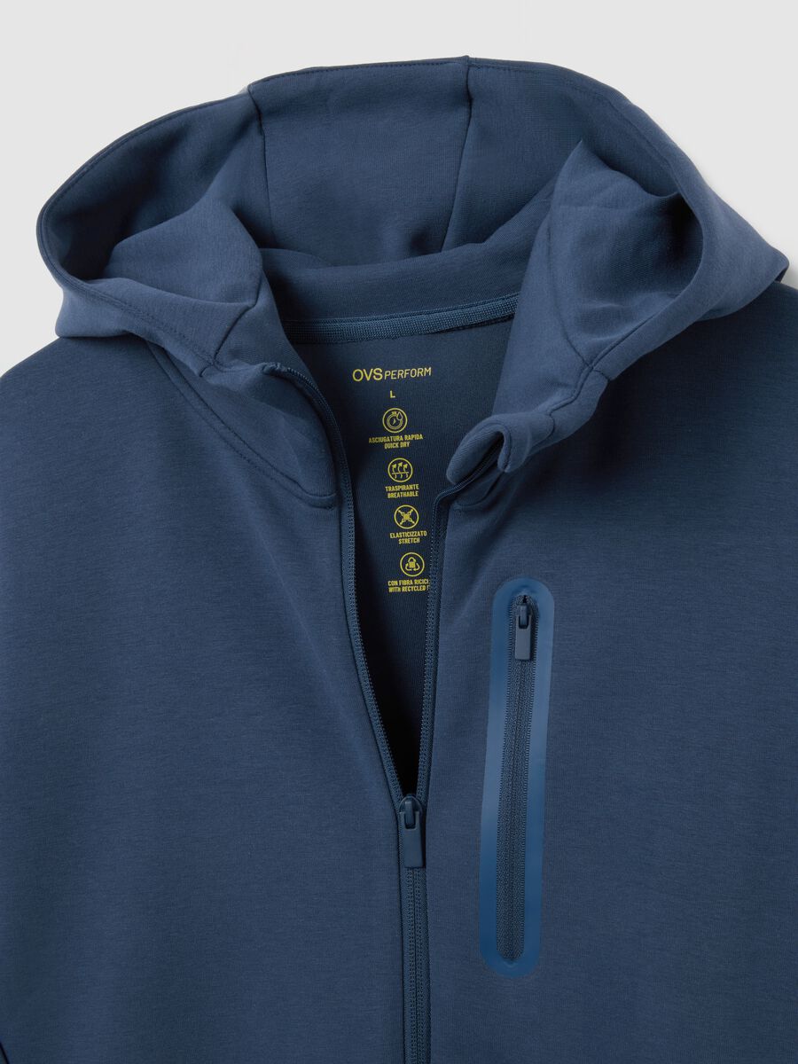 Blue regular fit hoodie with zip_5