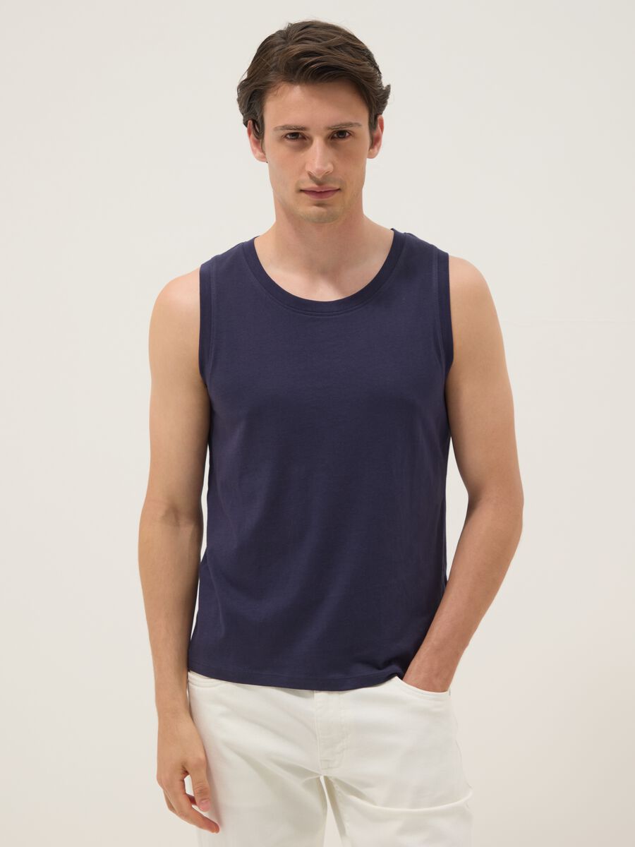 Canotta blu in puro cotone_1