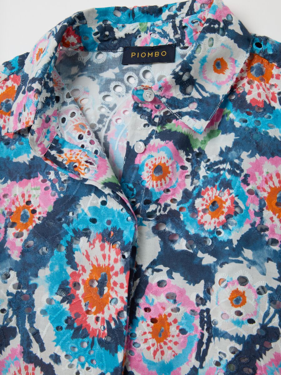 Women's oversized shirt in pure cotton with multicolour wide fit_1