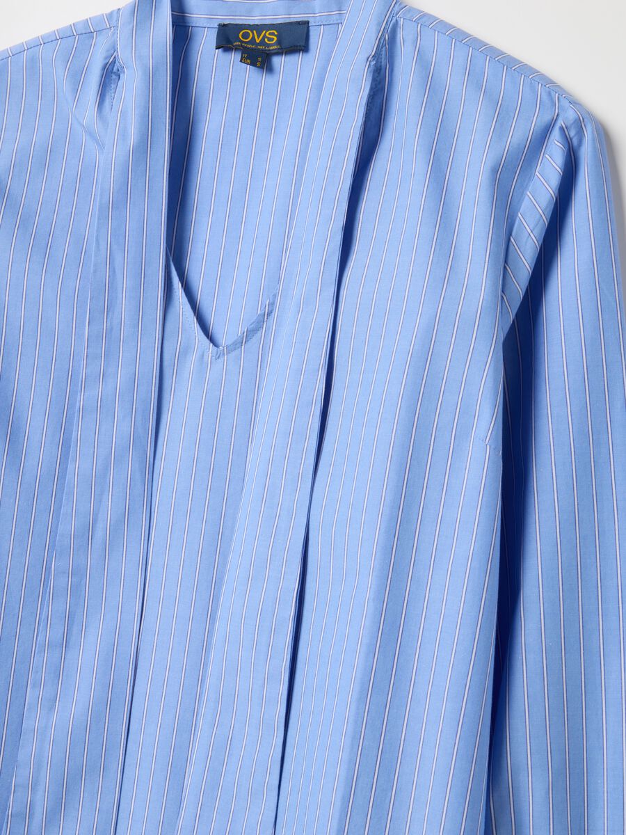 Multicolour striped shirt in pure cotton regular fit with band collar_5