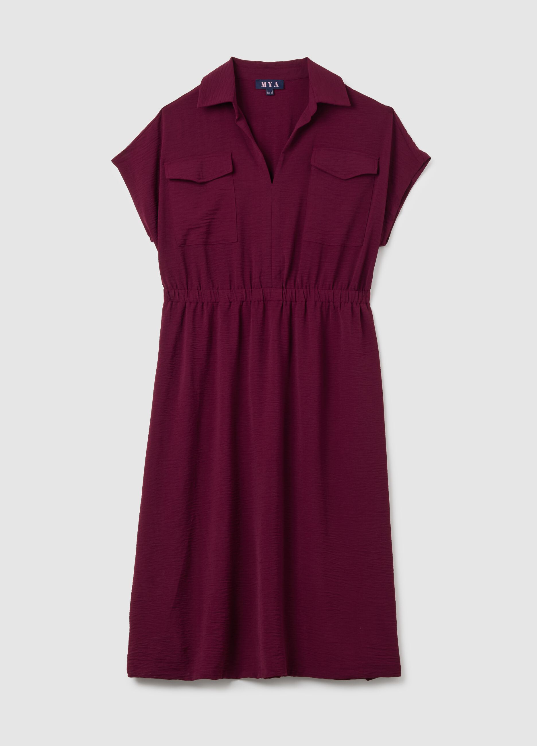Regular Fit Red Midi Dress with Pockets