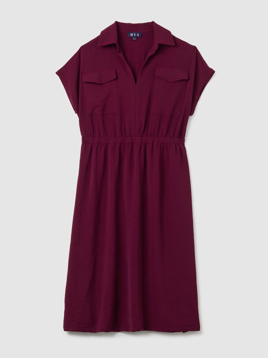 Regular Fit Red Midi Dress with Pockets_0