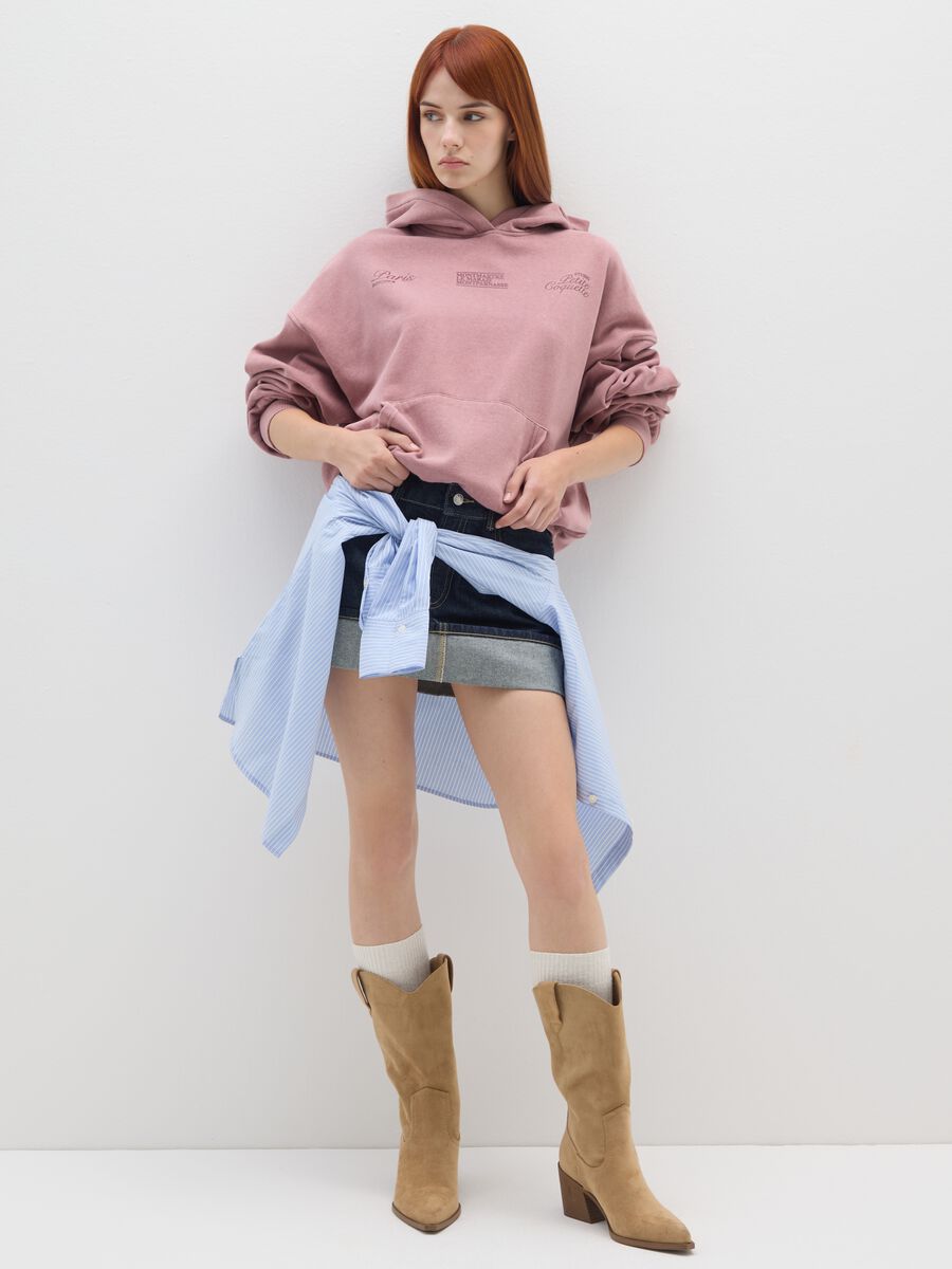Pink cotton-blend regular fit sweatshirt with lettering_2