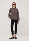 Brown stretch viscose shirt with Mandarin collar_1