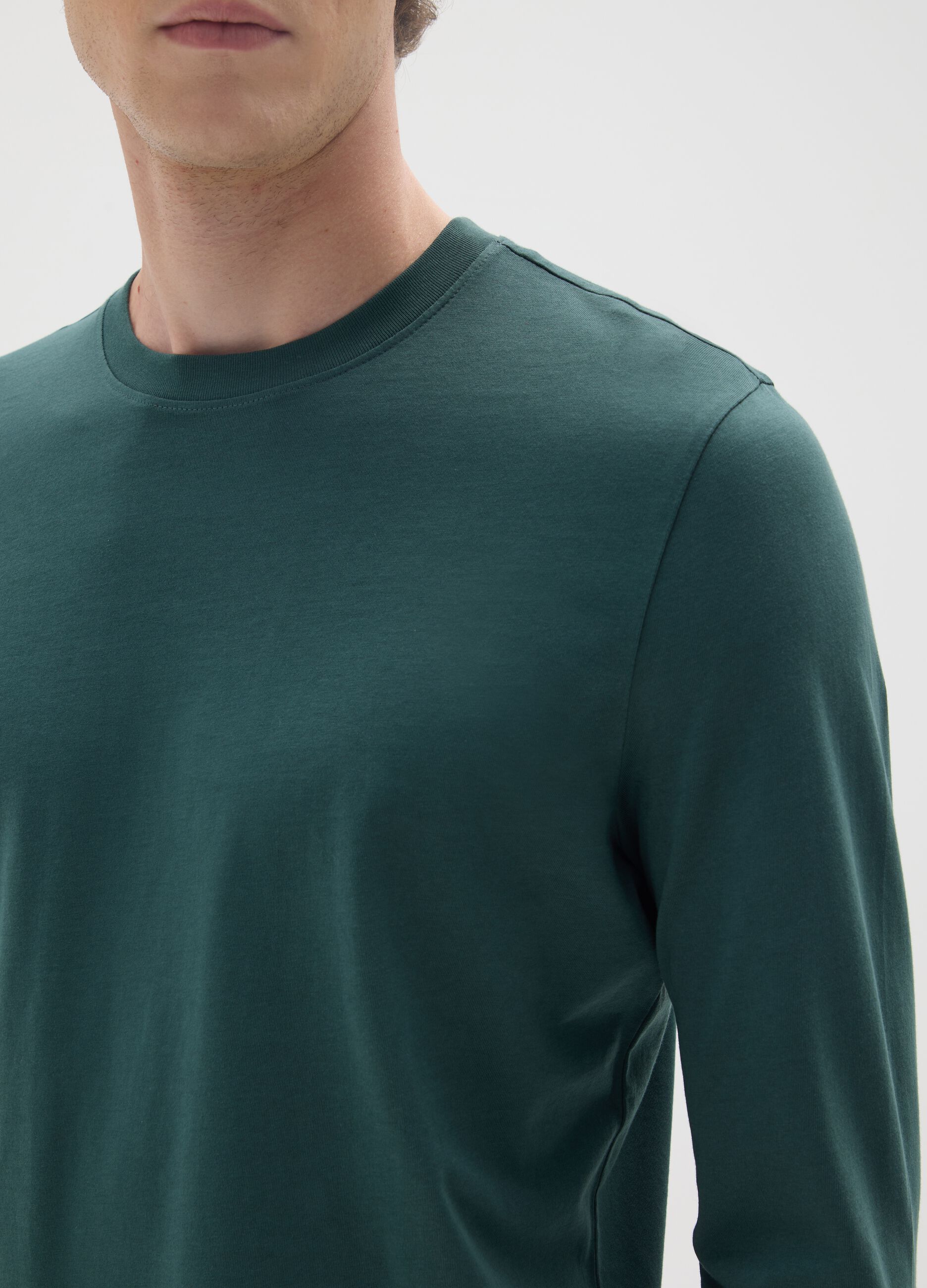 Green pure cotton regular fit sweater