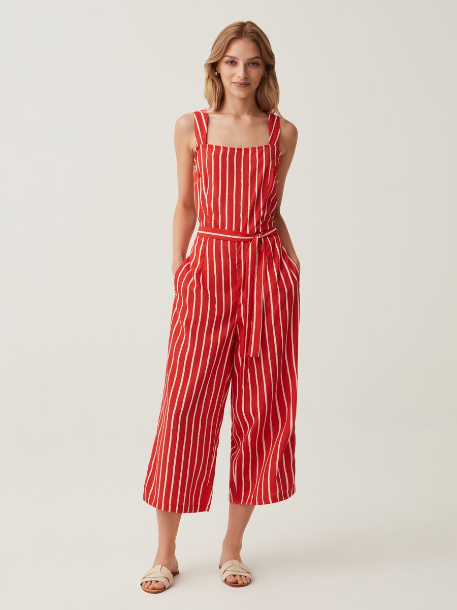 Cropped jumpsuit with all-over print_0