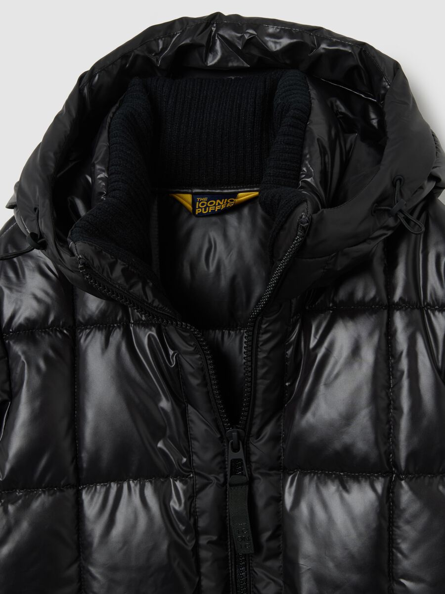 Piumino lungo The Iconic Puffer nero con cappuccio_6