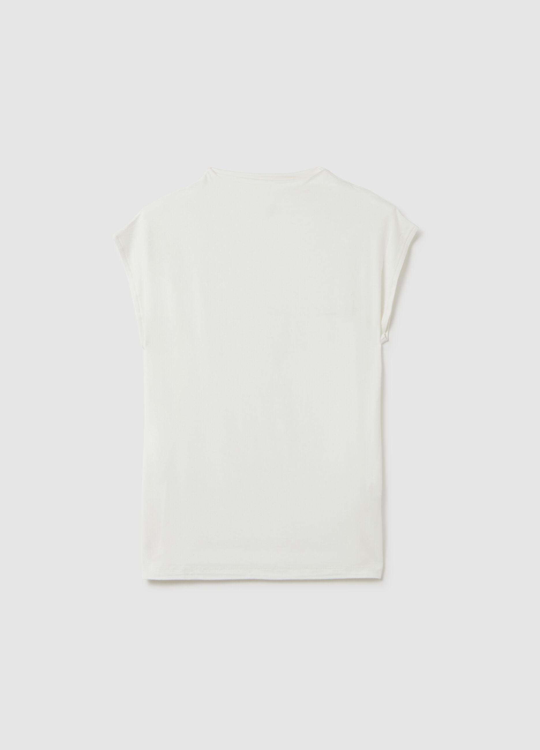 White viscose blend top, regular fit