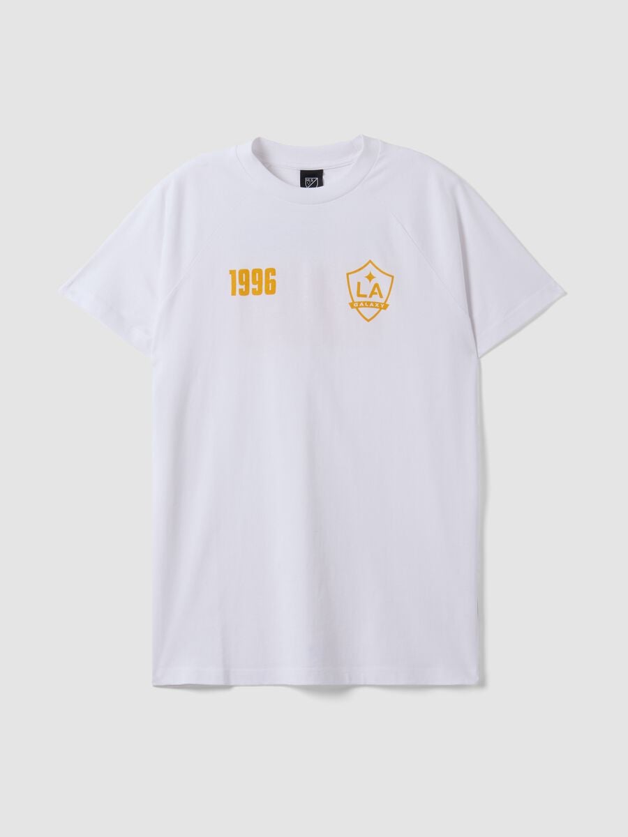 White pure cotton T-shirt with LA Galaxy print_0