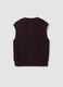 Brown pure cotton knitted vest with crew neck, regular fit_6