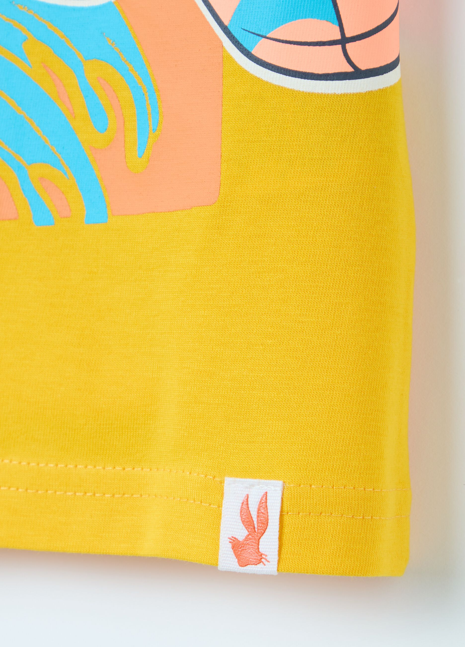 Yellow regular fit pure cotton kids' T-shirt