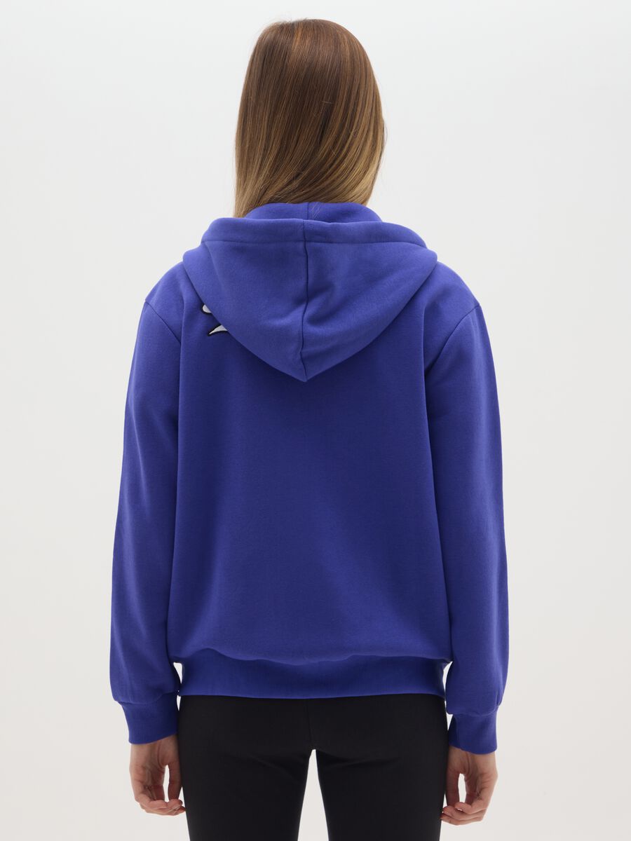 Felpa in misto cotone blu regular fit con cappuccio e zip_2