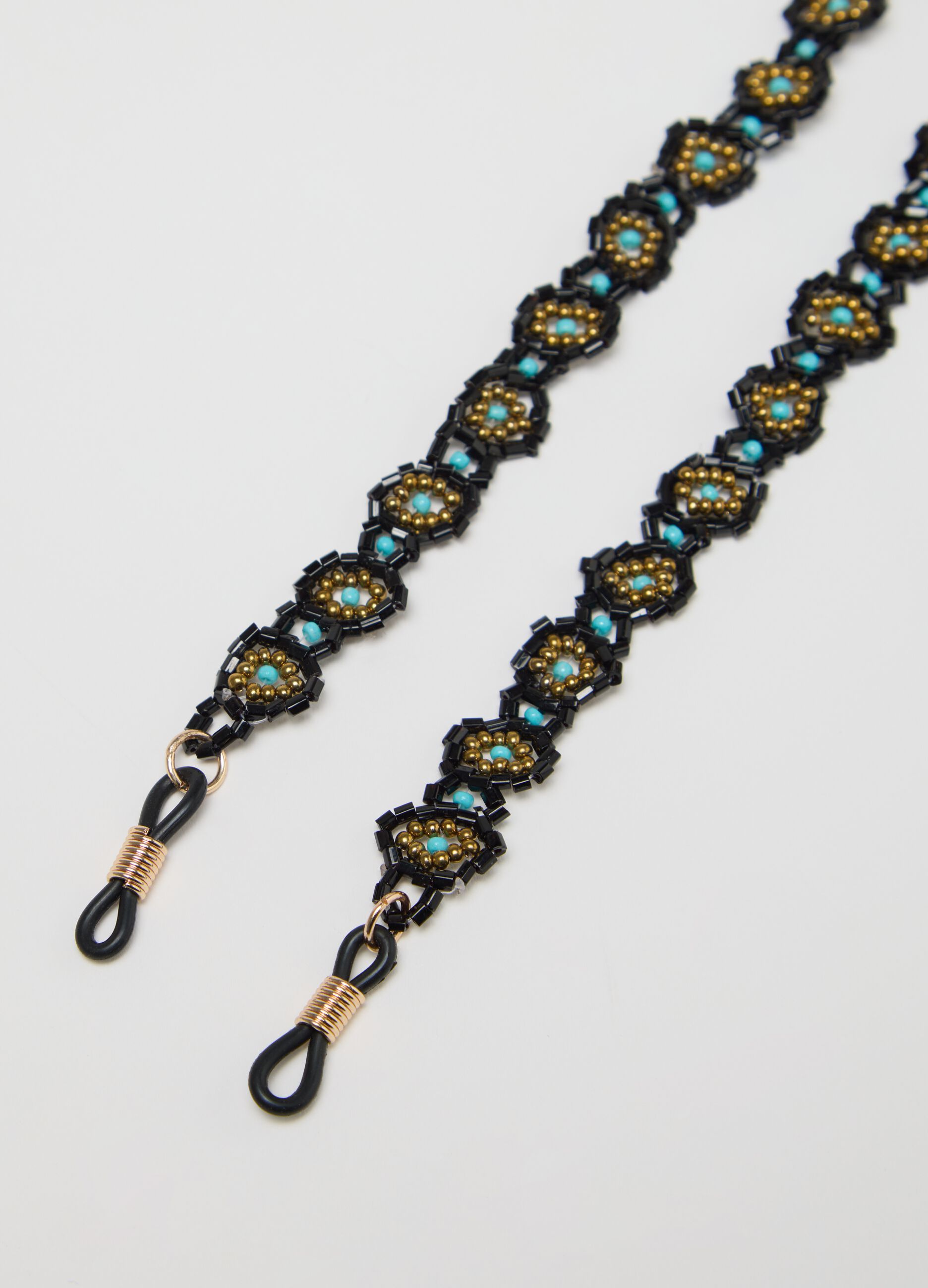 Glasses chain with multicoloured beads