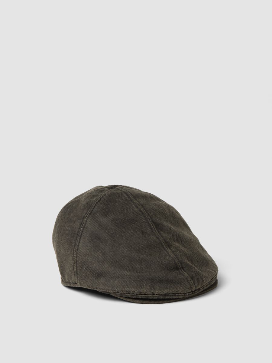 Brown flat cap in viscose blend_0