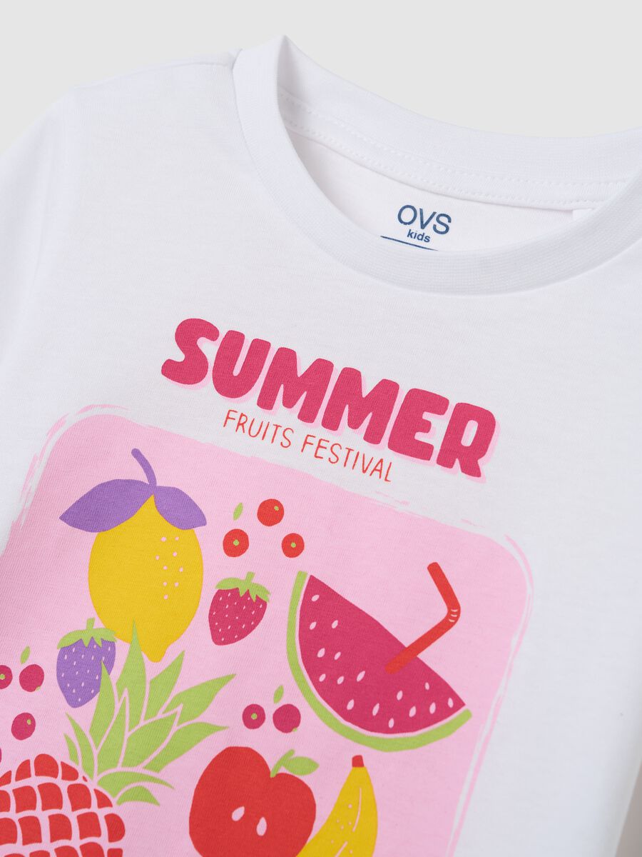 Girls' white pure cotton t-shirt regular fit_3