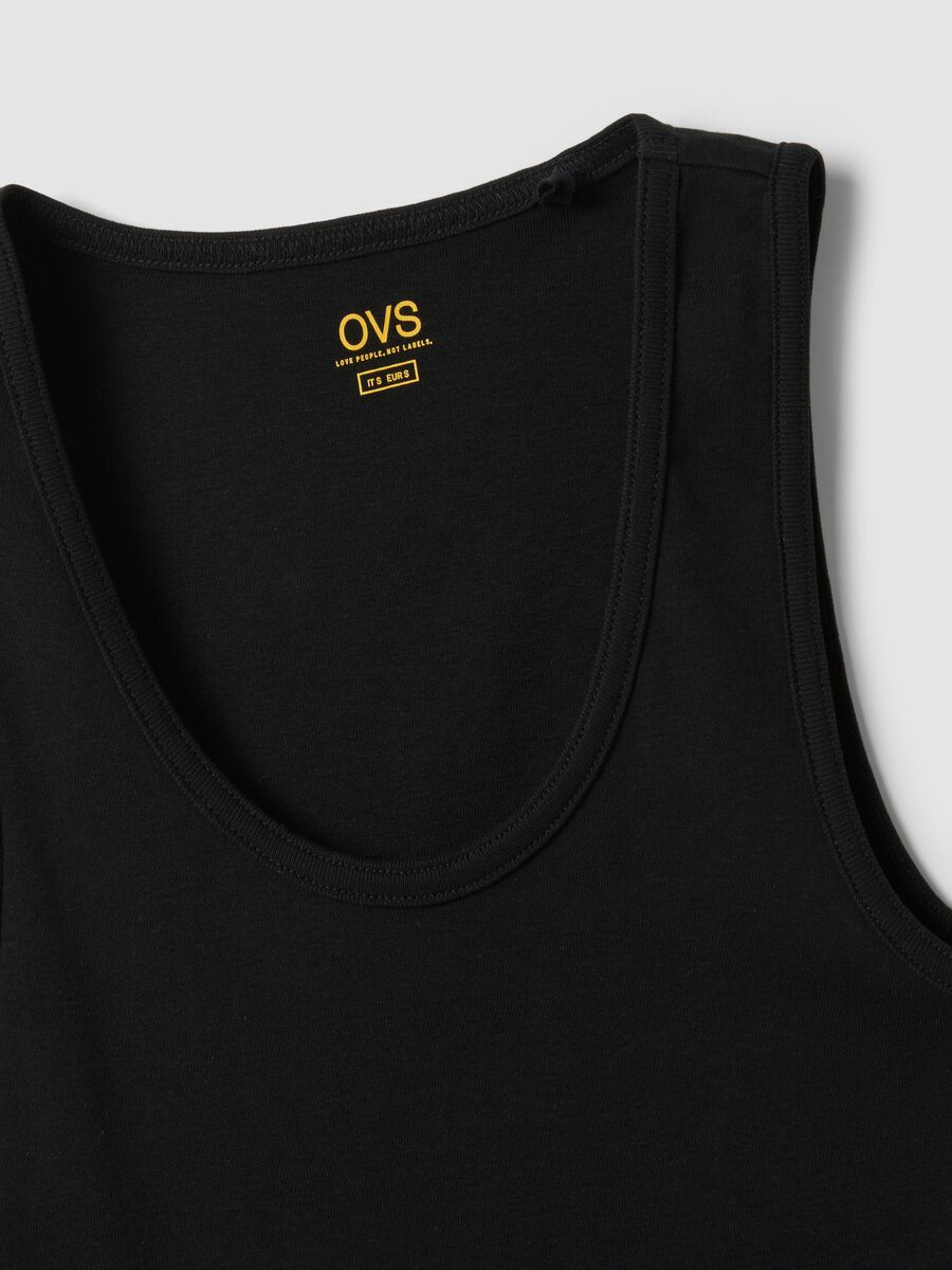Tank top nero in puro cotone_1