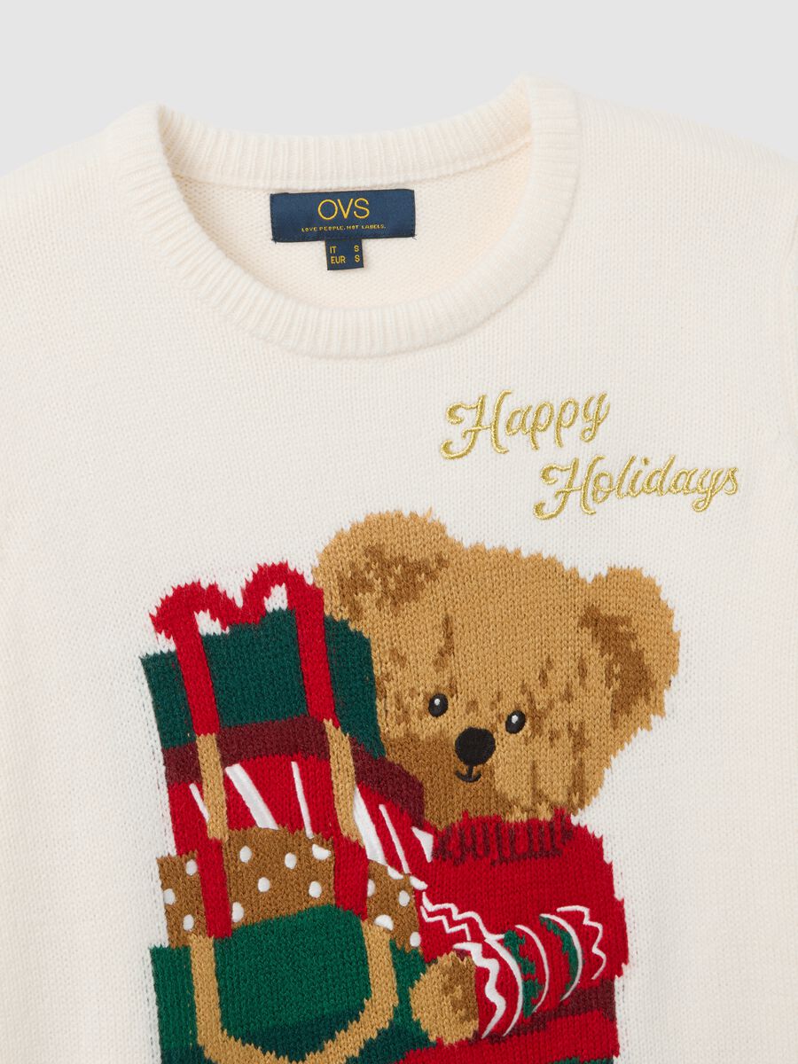 White Round Neck Christmas Jumper Regular Fit_5