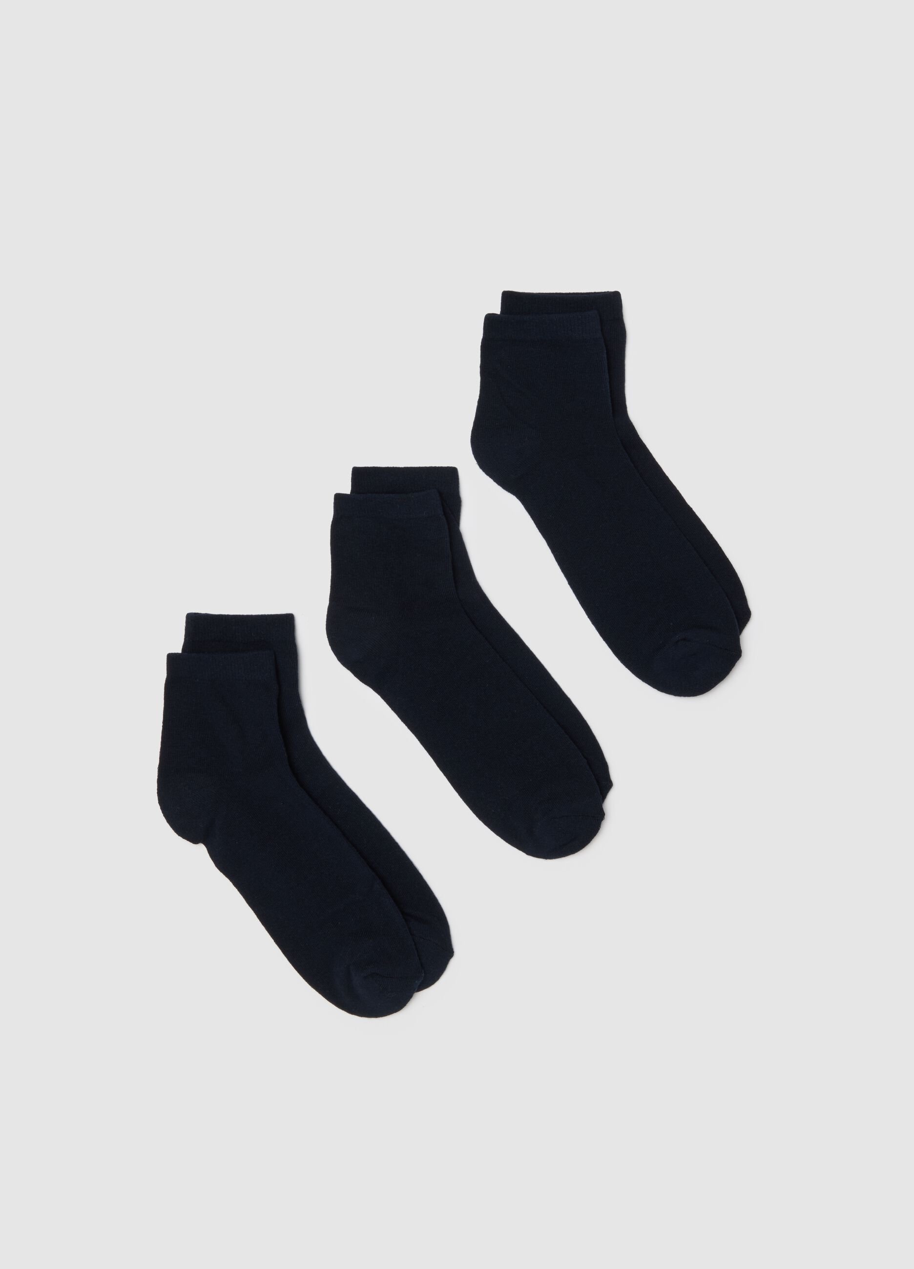Blue cotton blend regular fit sports socks tripack