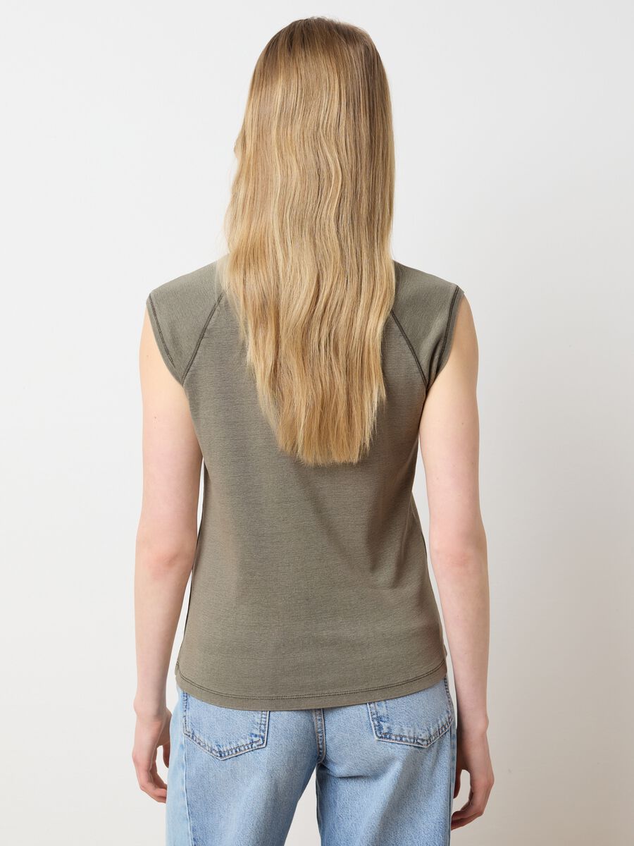 Women's fitted green pure cotton tank top_3