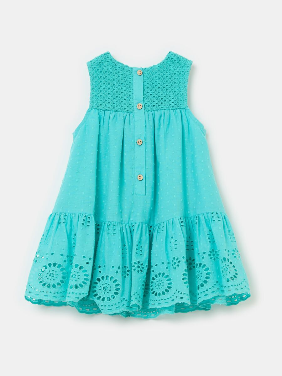 Dress with crochet design and broderie anglaise flounce_1