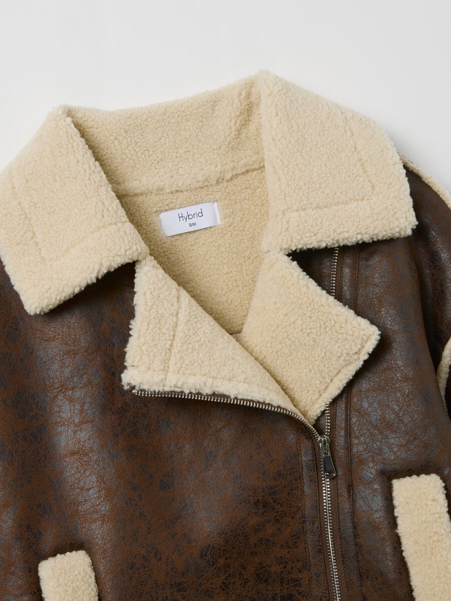 Giacca biker marrone regular fit_5
