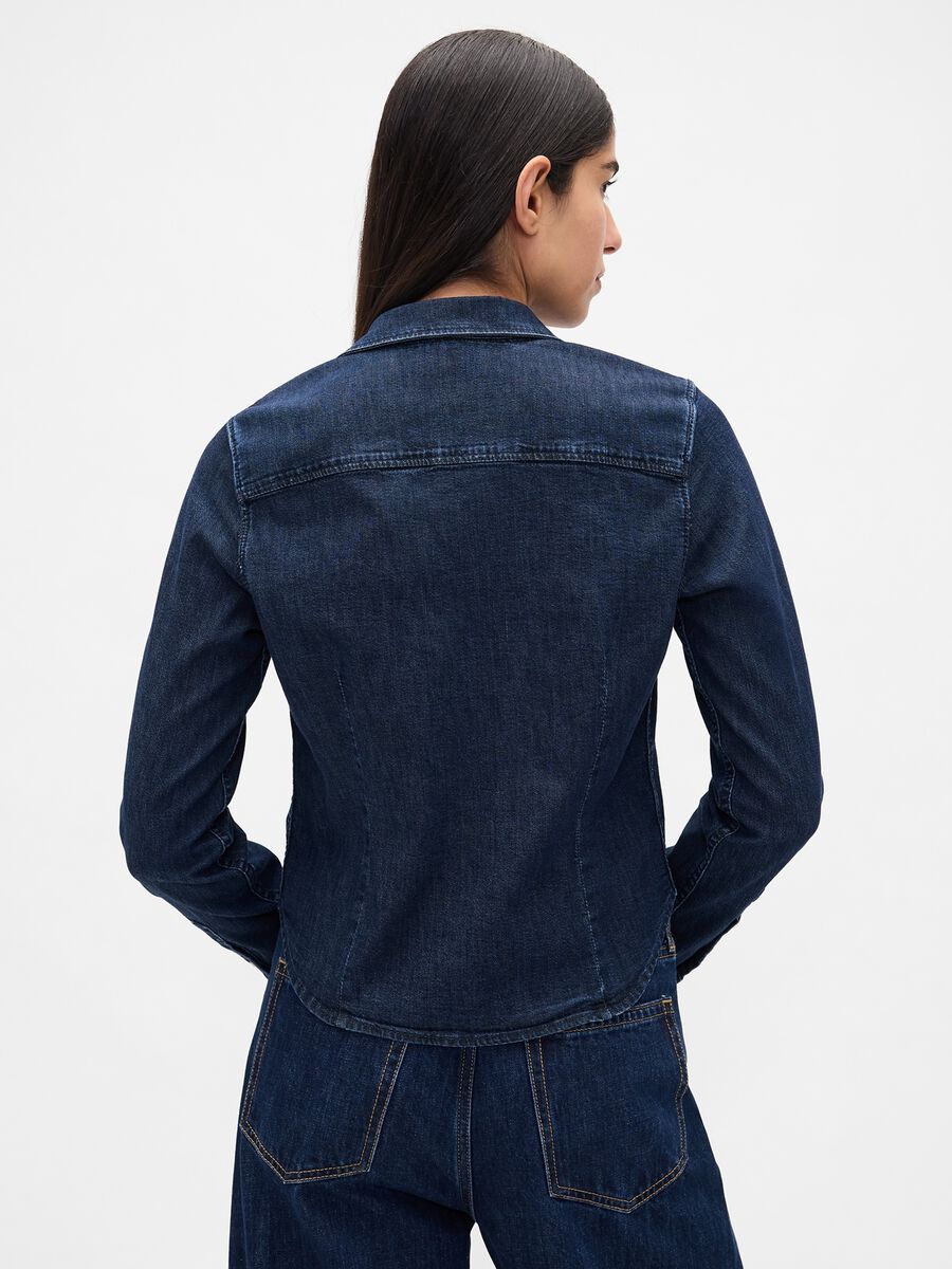 Stretch Long Sleeve Denim Shirt_1