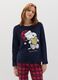 Long pyjamas in velour with Snoopy embroidery_1