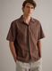 Brown pure cotton regular-fit striped shirt with chest pocket_0