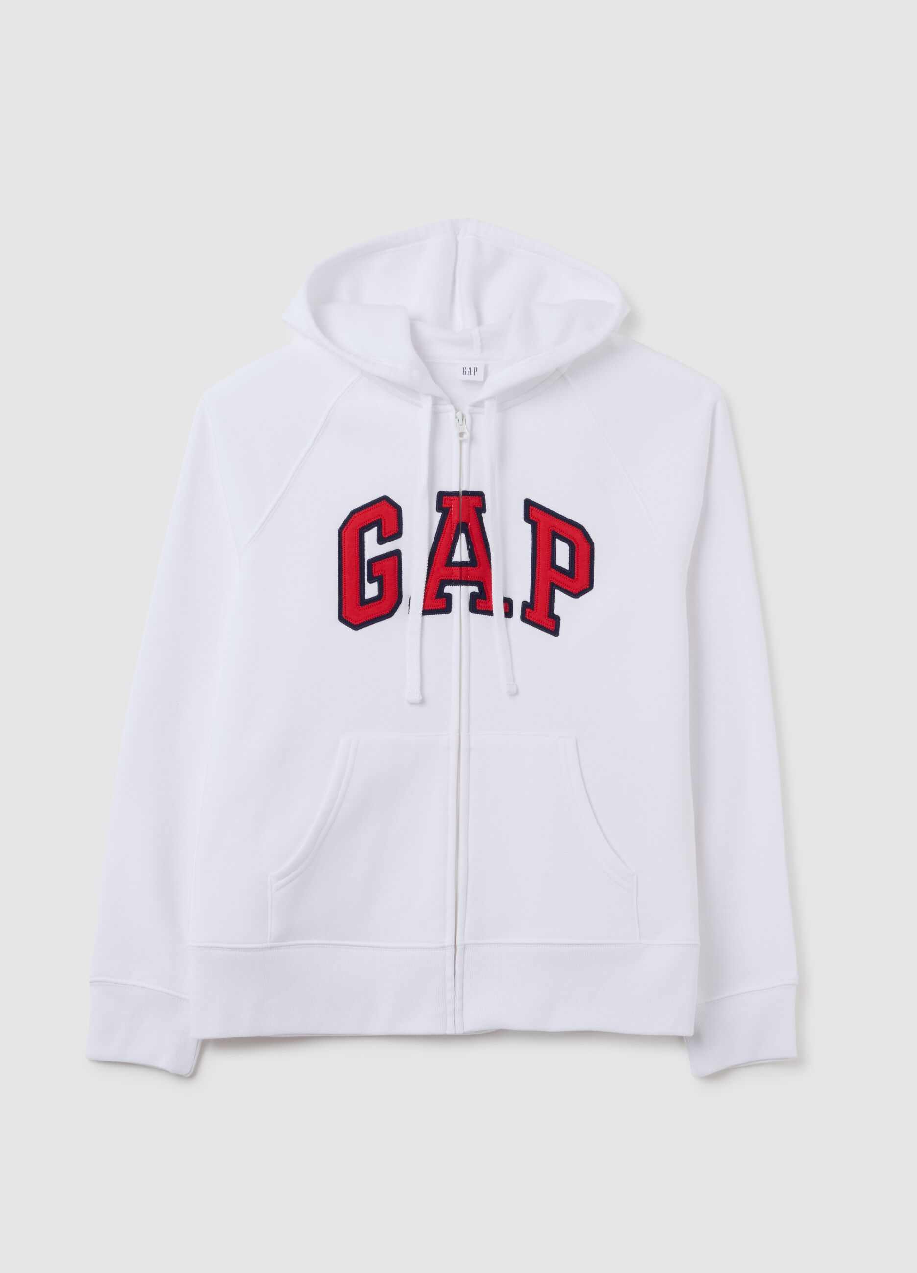 Full-zip sweatshirt with hood and logo embroidery